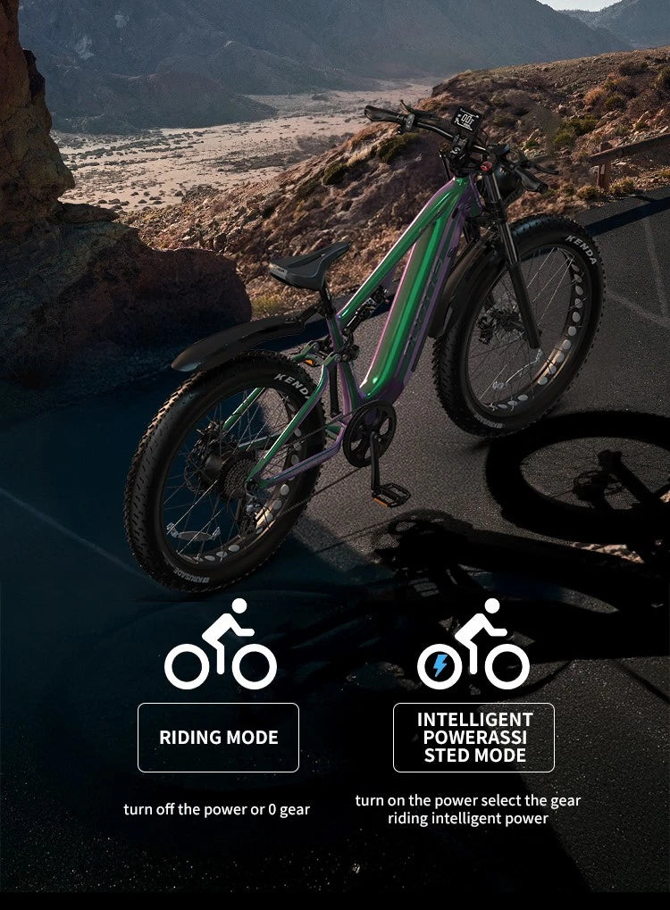 Bicicletta Elettrica 26" Off-Road, 48V 20Ah, 8 Marce, Doppi Ammortizzatori 120km