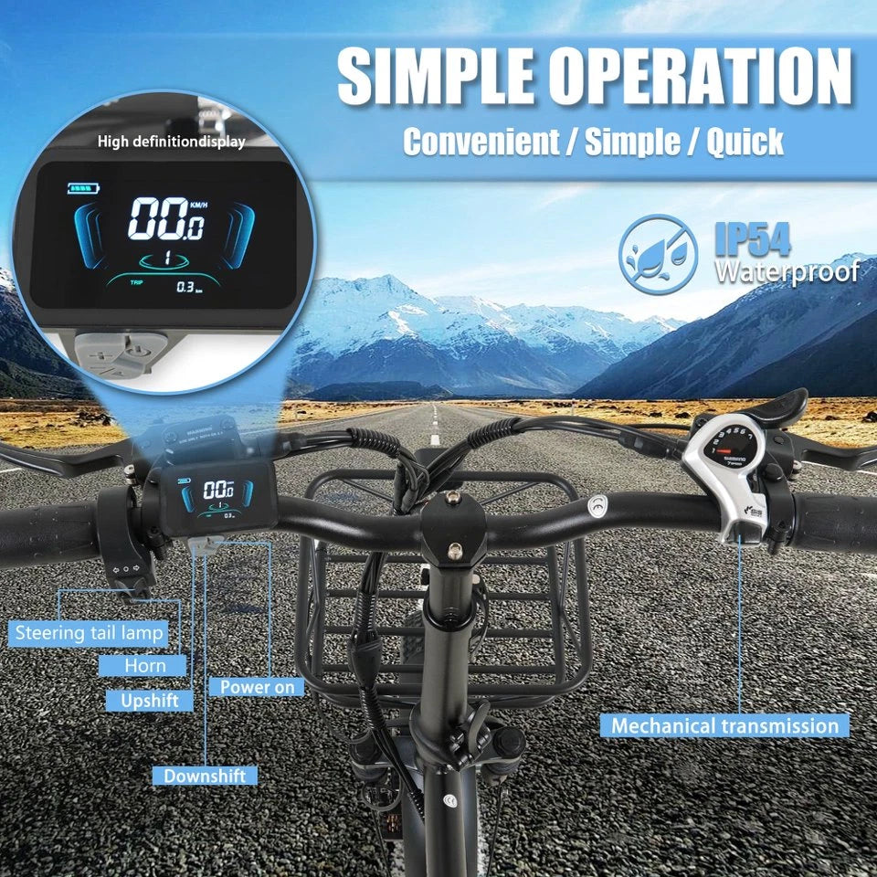 Bici Elettrica Pieghevole 26" Gomme Larghe Tutto Terreno 48V Batteria Estraibile