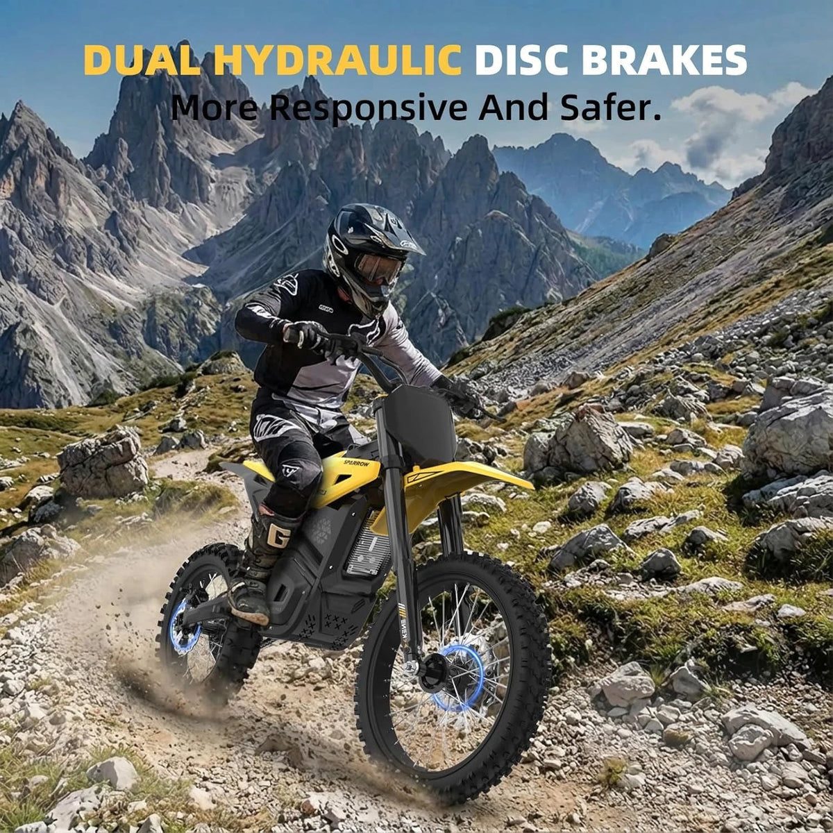 3000W Peak Electric Motorcycle 41MPH Youth Dirt Bike 48V 23Ah Battery E-bike