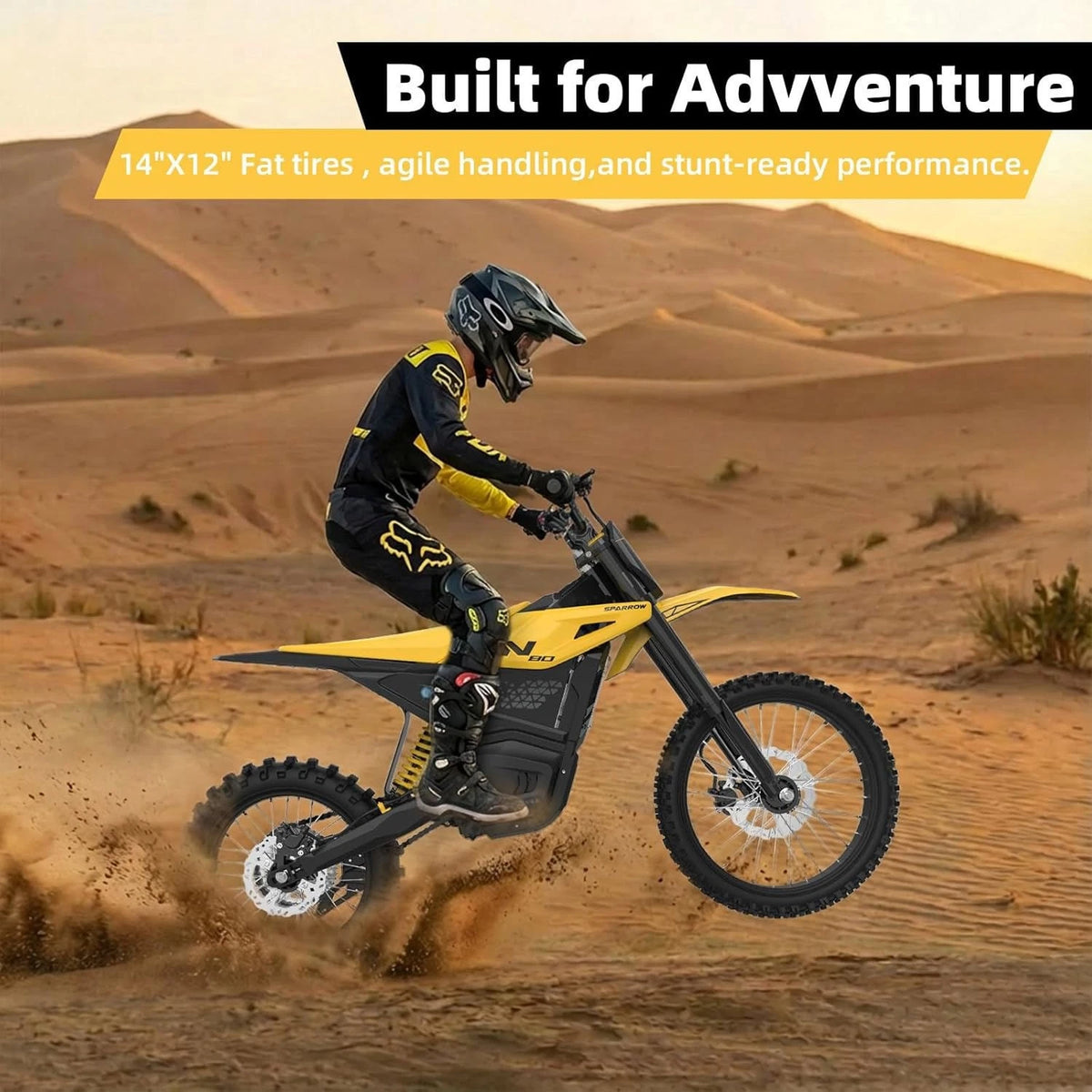 3000W Peak Electric Motorcycle 41MPH Youth Dirt Bike 48V 23Ah Battery E-bike