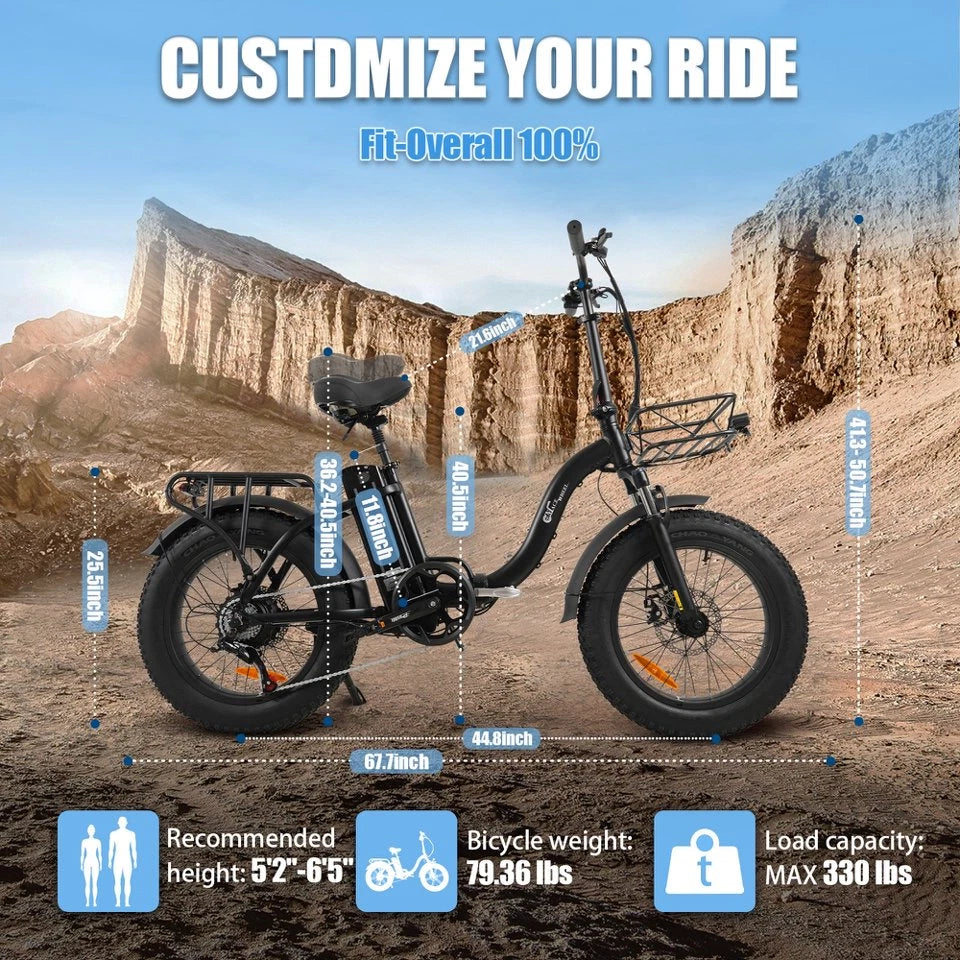 E-bike Pieghevole 20×4 Gomme Grasse Batteria 864Wh Rimovibile Autonomia 55km