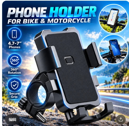 Soporte para Móvil de Bici y Moto 360° Giratorio para Manillar 4,7-7 Pulgadas