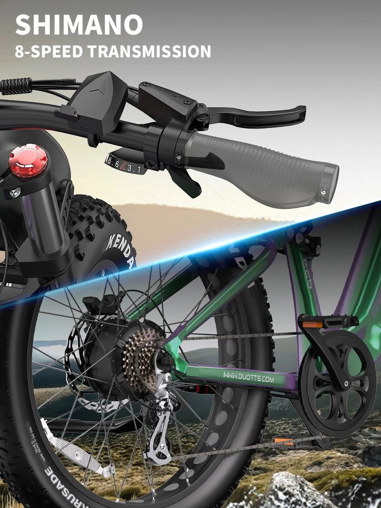 Bicicletta Elettrica 26" Off-Road, 48V 20Ah, 8 Marce, Doppi Ammortizzatori 120km