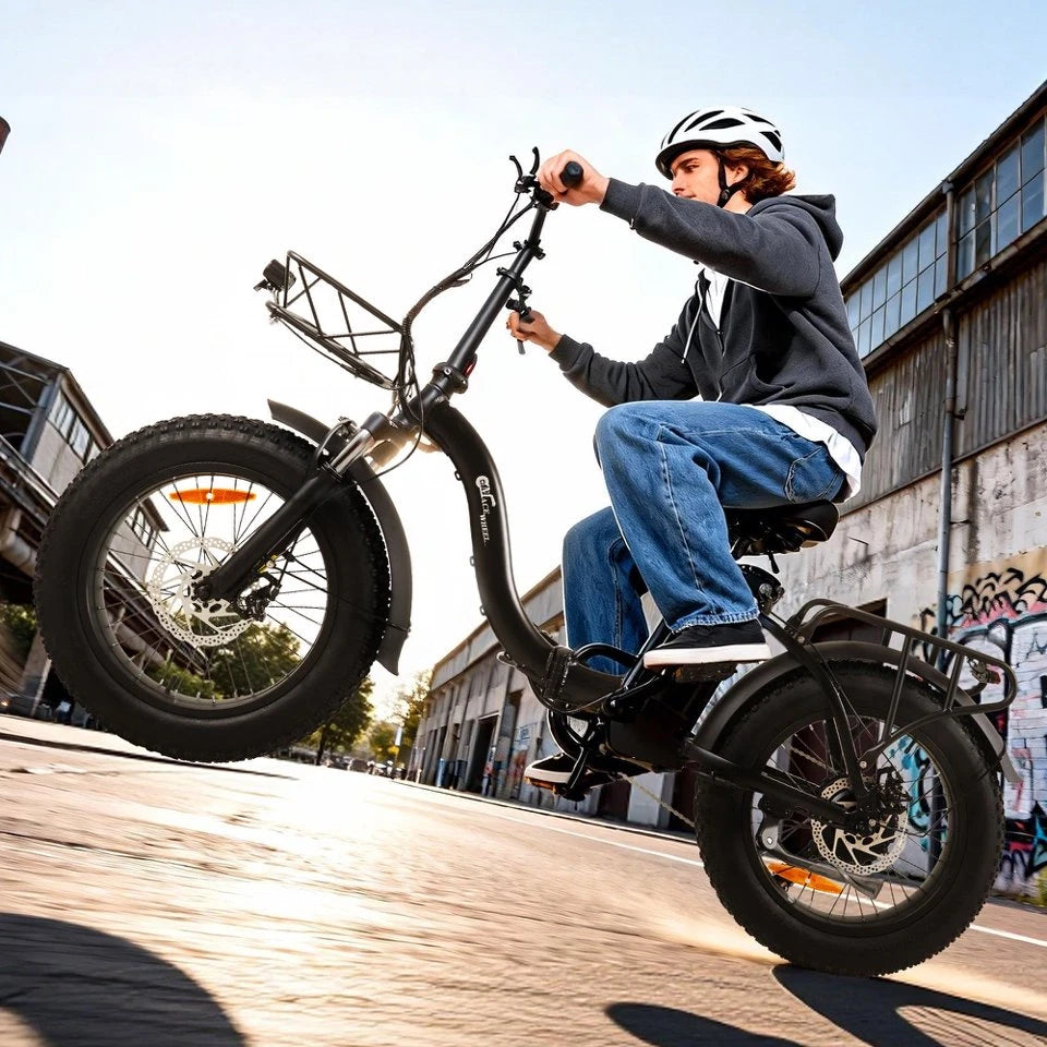 E-bike Pieghevole 20×4 Gomme Grasse Batteria 864Wh Rimovibile Autonomia 55km
