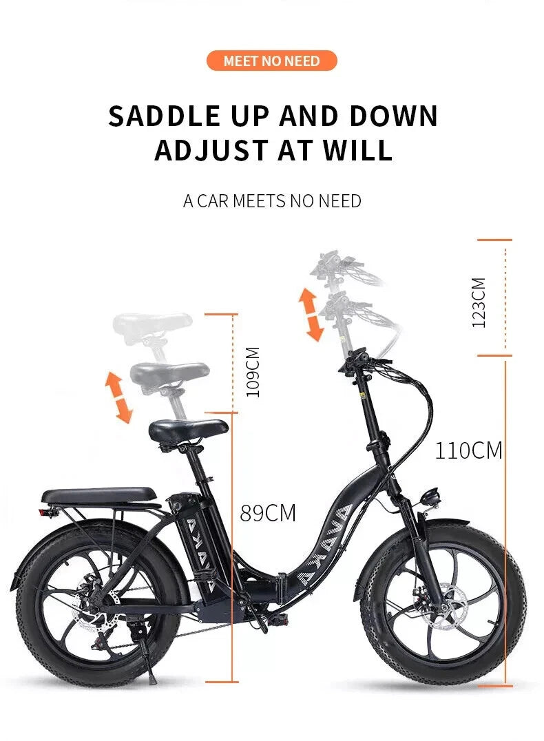 Bici elettrica pieghevole per adulti 48V 18,2Ah 20" gomme larghe, bici da città