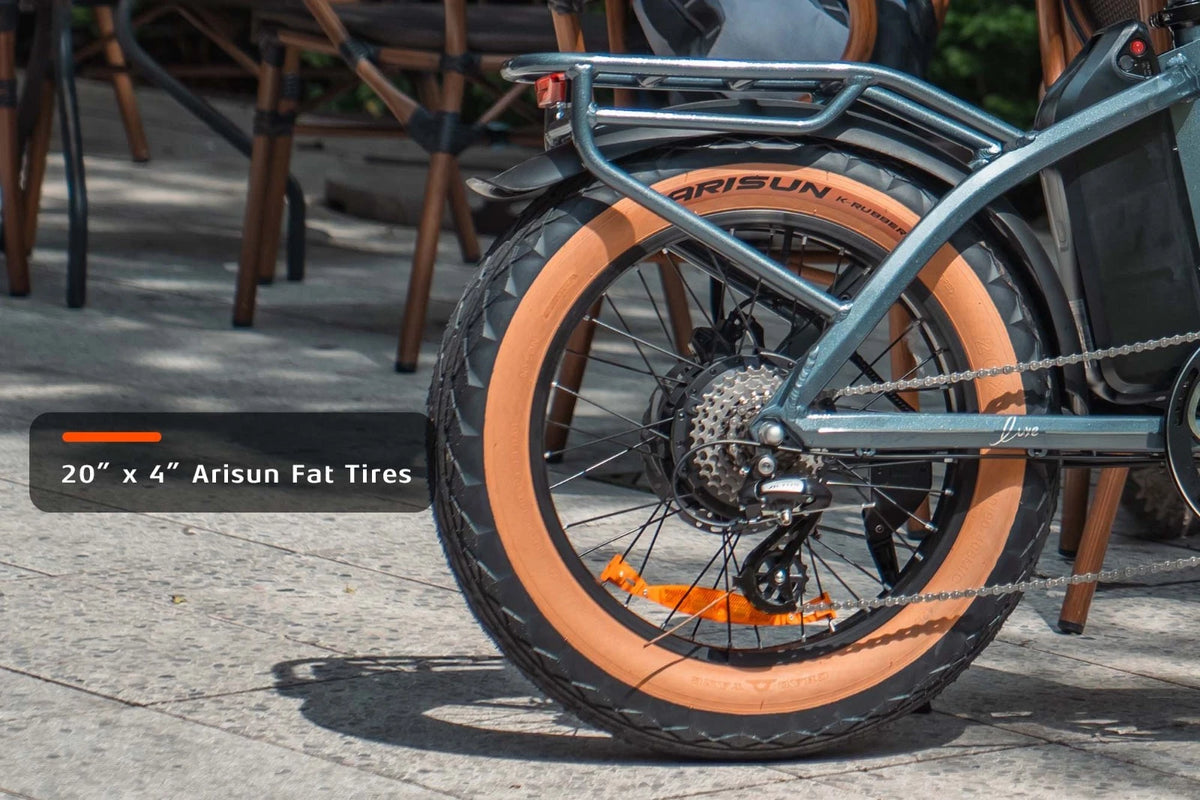 Bici Elettrica 48V 18Ah Luxe Telaio Passante Ruote Grasse 20" Per Città